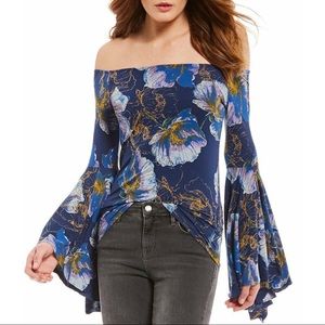 NWT Free People Bell Sleeve Floral Top Large